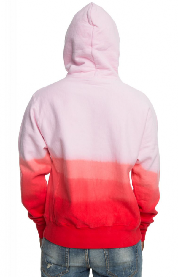 Hoodie Dip-Dye Bergradasi Warna Merah